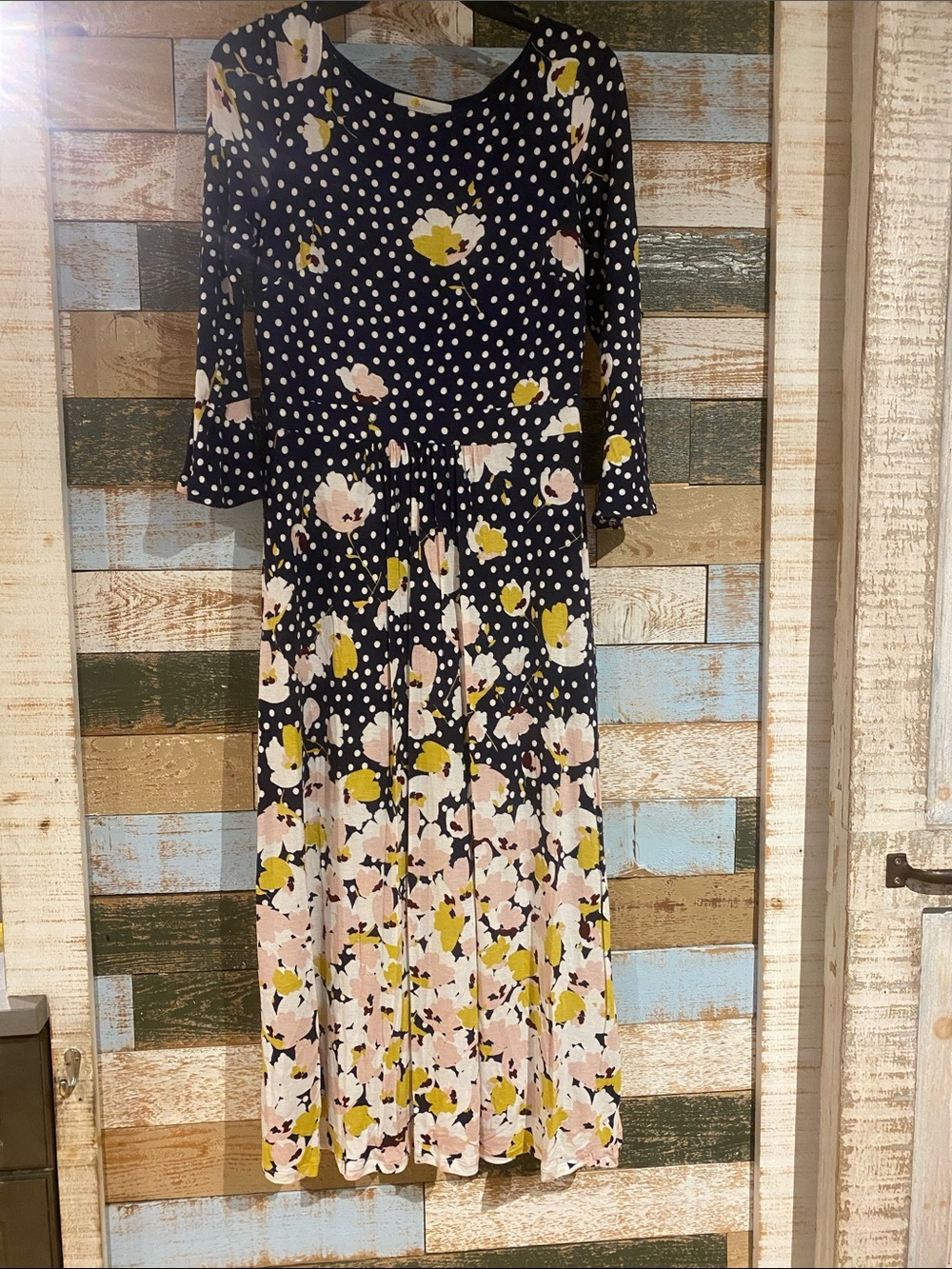Boden Navy Floral & Polka Dot Dress